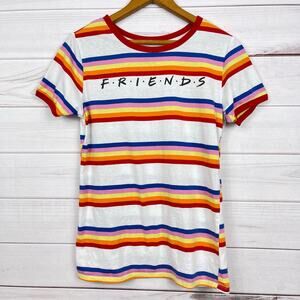FRIENDS Love Tribe Colorful Striped Top‎ Short Sleeve T-Shirt Size Medium